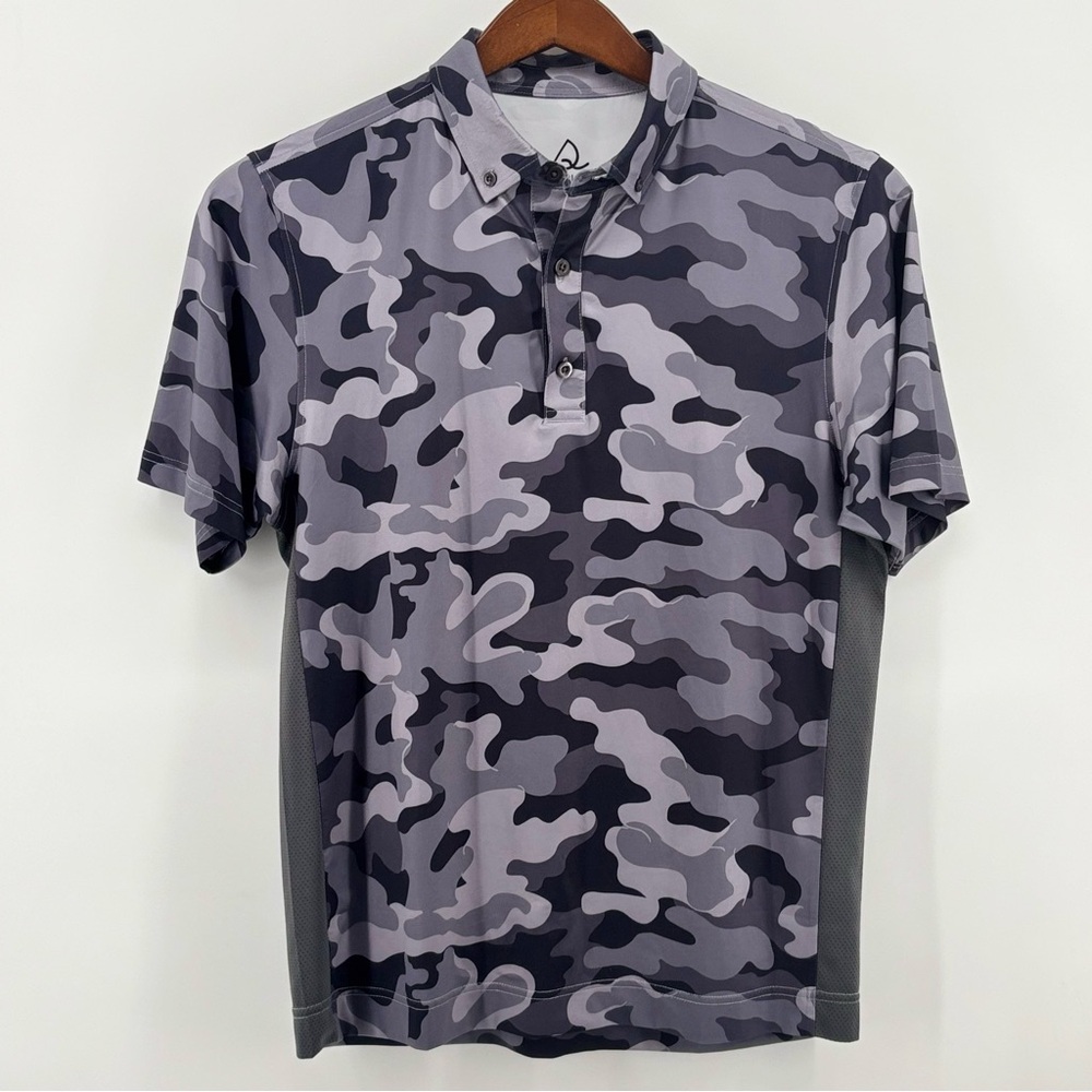 Deolax Mens Black/Gray Camouflage SS Performance Polo Size‎ MD